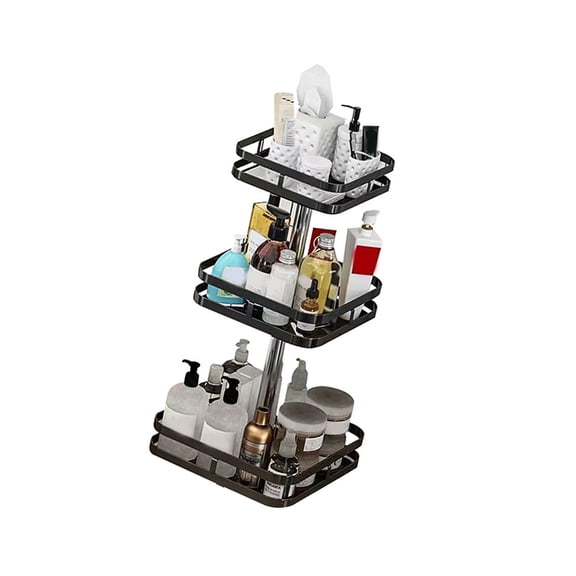 Countertop Storage Rack Adjustable Round Shelf for Kitchen Bathroom Accessory Sturdy Metal Construction