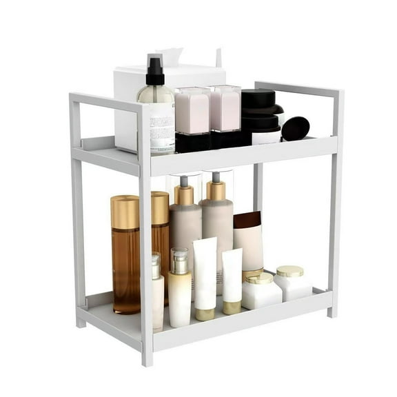 Countertop Storage Rack Double Layers Heavy Duty Metal Home Office Living Room Kitchen Bathroom Cosmetics Organizer Holder