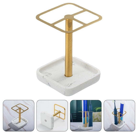 Metal Toothbrush Holder Stand for Countertop, Stable Multifunctional Organizer for Toothbrushes and Makeup Brushes