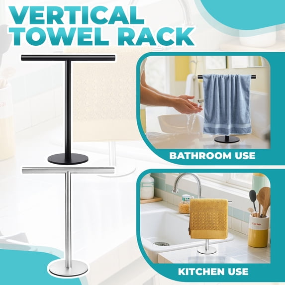 Countertop Towel Stand with 10-Inch Bar and 12-Inch Height, Space-Saving Bathroom Towel Holder for Bathroom Storage Organizer, Modern Towel Rack for Bathroom Decor, 1 Pack