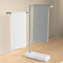 Countertop Towel Stand for Bathroom, Countertop Swivel Towel Rack Standing with Marble Base, Free Standing Hand Towel Holder Stand 18/8 Stainless Steel Brushed Finish, BTH233-2