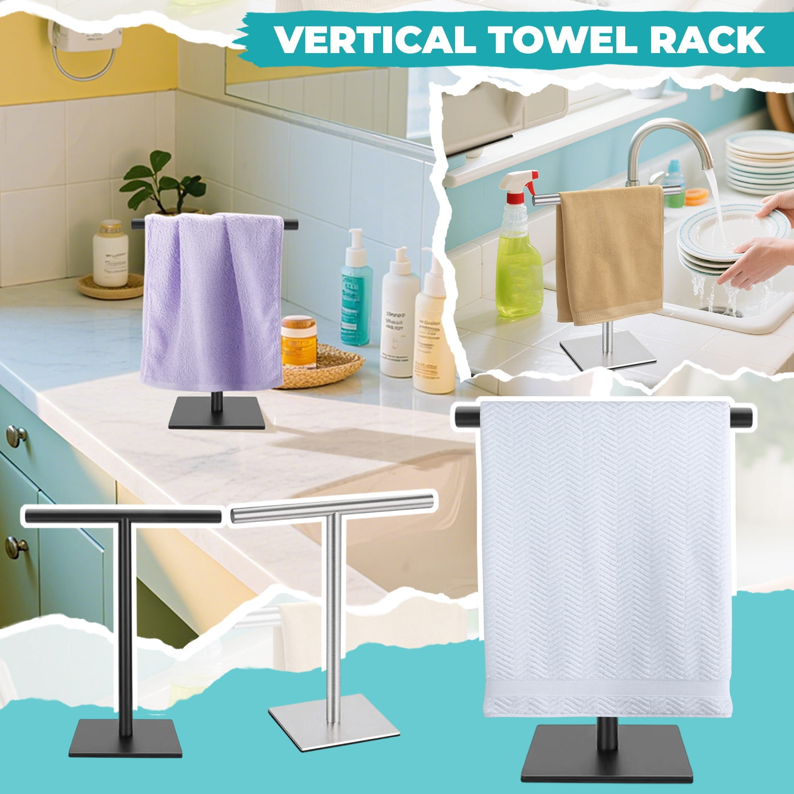 Countertop Towel Stand Holder for Bathroom Kitchen 12.2Inch Height