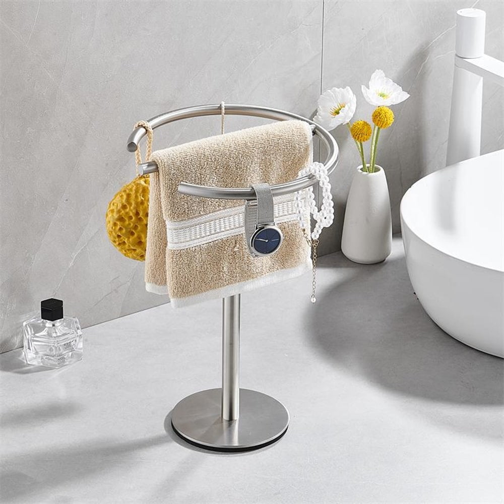 Stainless Steel Freestanding Silver Countertop Towel Stand