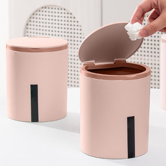 Countertop Trash Can with Push Button Lid Small Plastic Garbage Bin for Desktop, Bedroom, Kitchen, Bathroom, Living Room Waste Disposal and Easy Cleaning