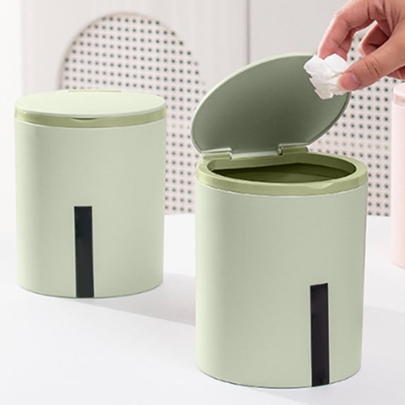 Countertop Trash Can Push Button Plastic Wastebasket Small Recycle Bin for Bedside Table Desktop Office Bedroom Kitchen Bathroom Coffee Table Hidden Inner Bucket Storage