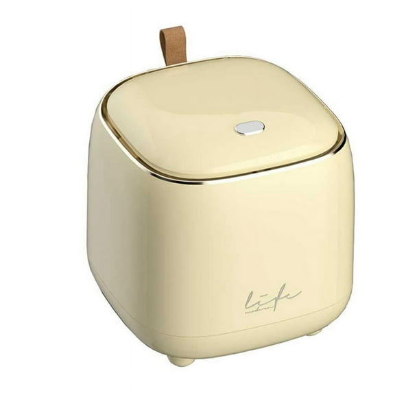 Countertop Trash Can , Waste Can with Press Type Lid, 0.5 Gallon/1.5 Liter Wastebasket Trash Can Dispenser,Creamy Yellow