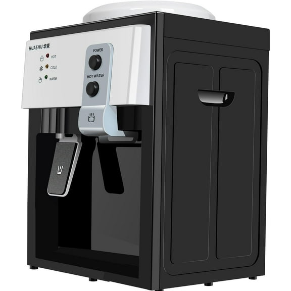 Countertop Water Dispenser for 1-5 Gallon Bottle,110V Top Loading Countertop Water Cooler Dispenser Efficient Cooling&Heating, Practiacal Freestanding Water Dispenser for Home,Office (European White)