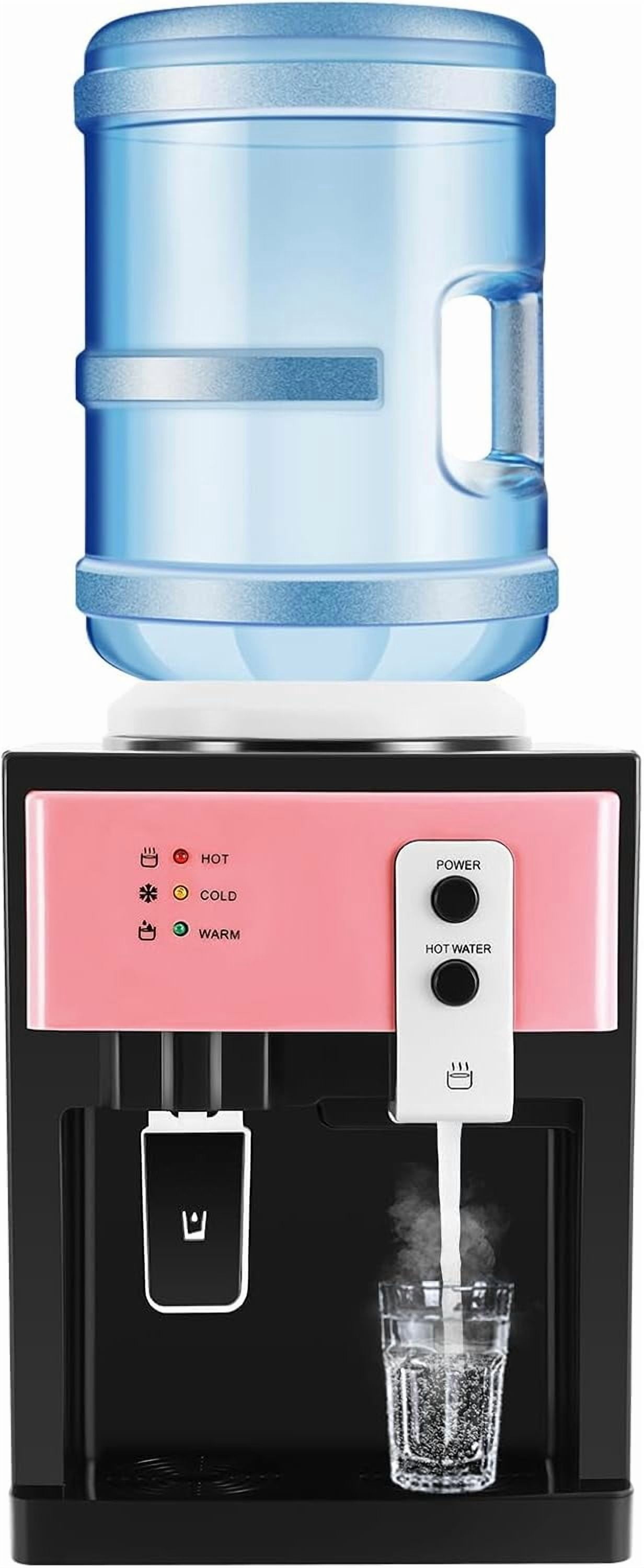 Countertop Water Dispenser, Top Loading Water Cooler for 1.2 to 5 Gallon, 3 Temperature Settings Warm Cold Hot Water Dispenser for Home Office (Pink)