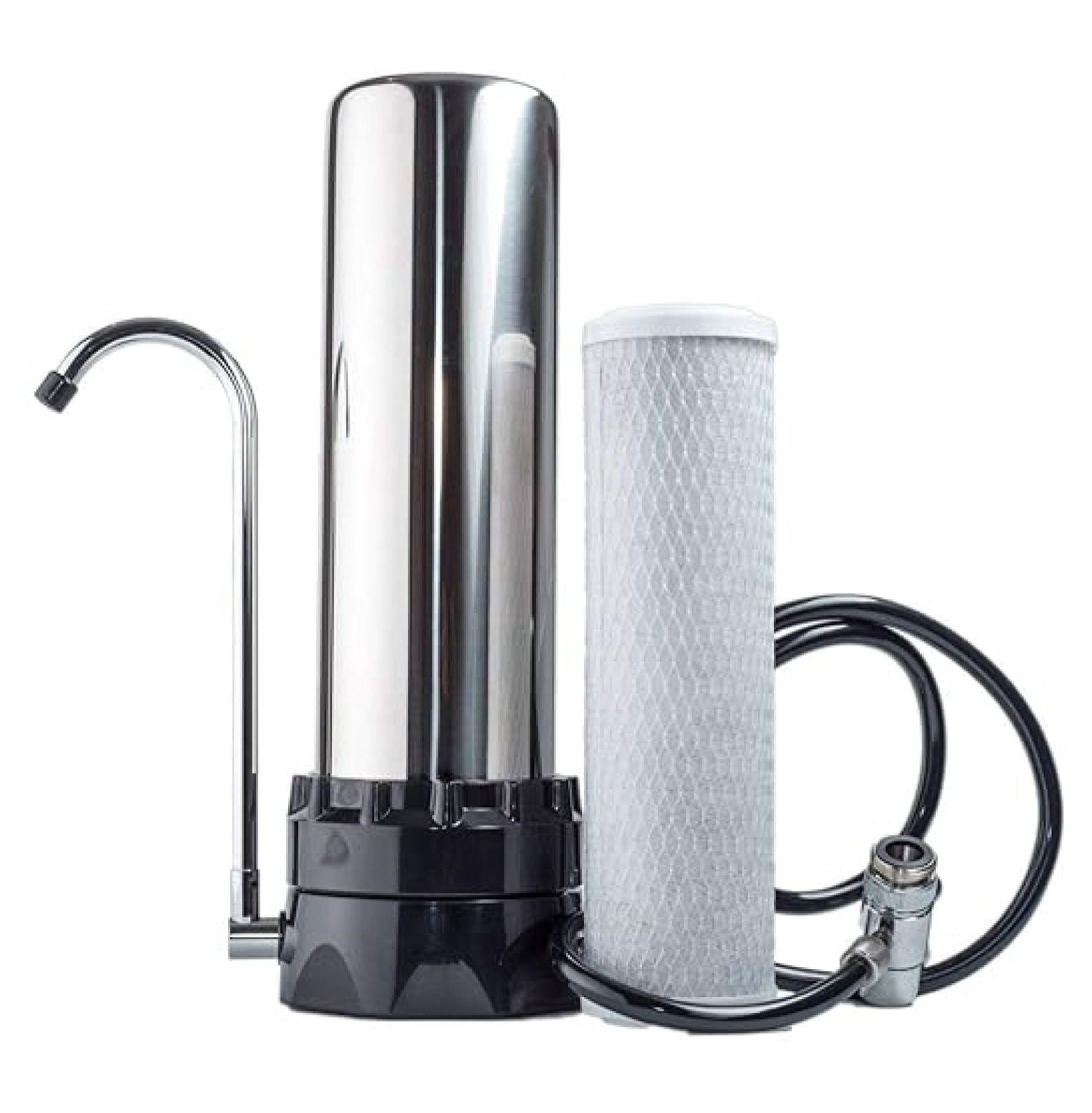 Countertop Water Filter - 10 Micron Carbon Block - Removes Chlorine, Odor & VOCs - Kitchen Faucet Water Purifier for Drinking, Cooking, Coffee & Tea