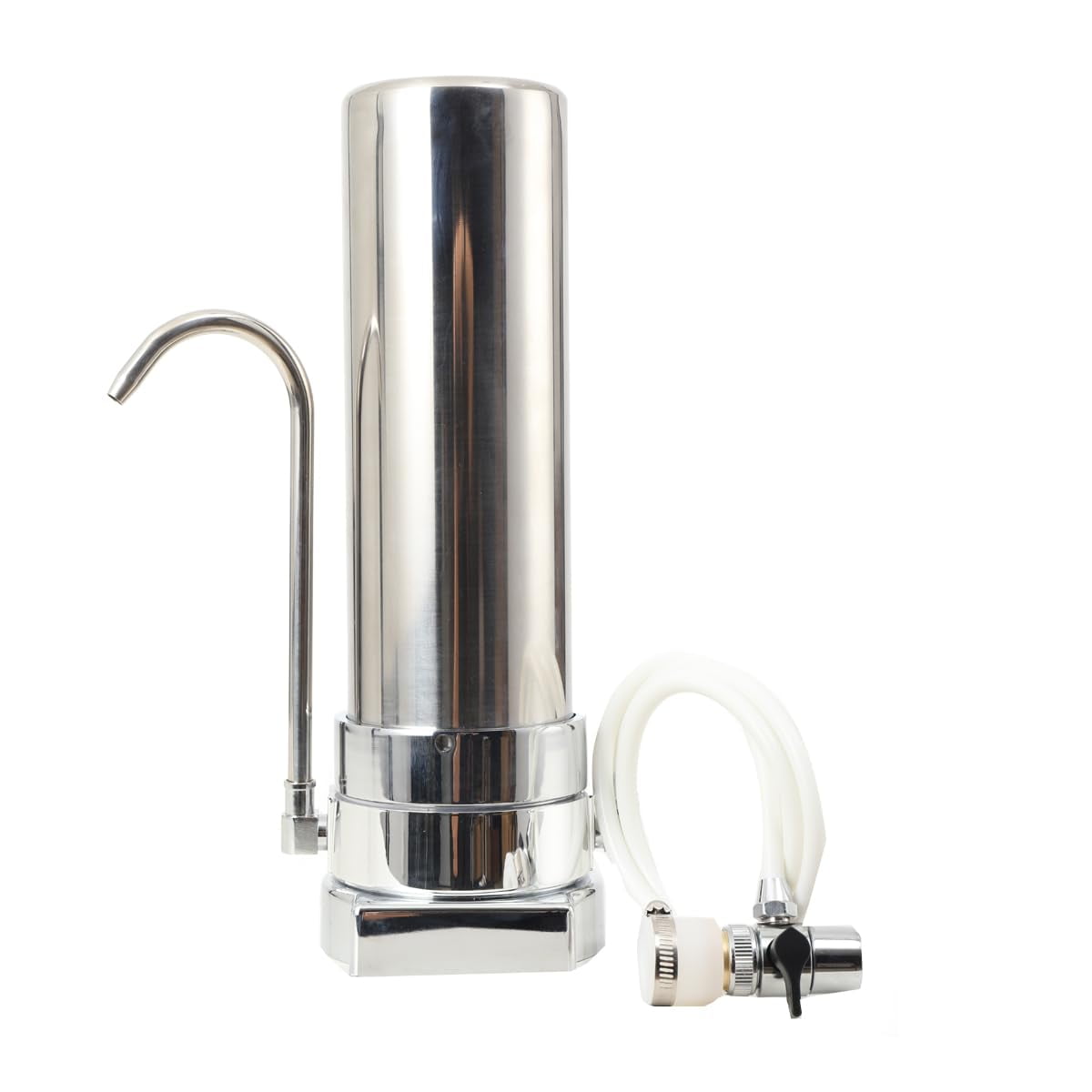 Countertop Water Filter System, 304 Stainless Steel  Water Filtration, 0.5 Micron Reduces Lead, Chlorine, Heavy Metals, Bad Taste & Odor 0.8L/Min