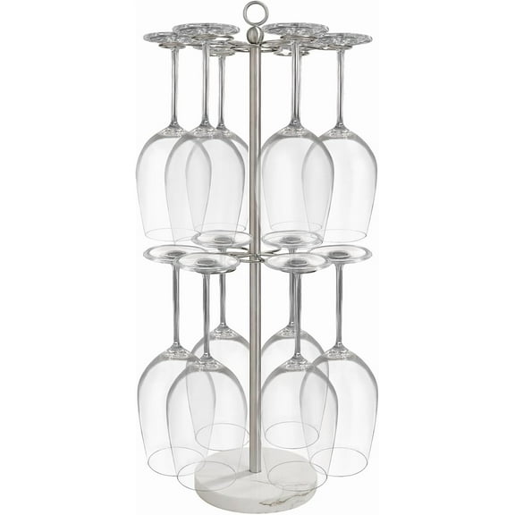 Countertop Wine Glass Holder Large, Free Standing Marble Base Tabletop Stemware Rack with 12 Holders Heavy Duty Cocktail Glass Tree Stand, SUS304 Stainless Steel