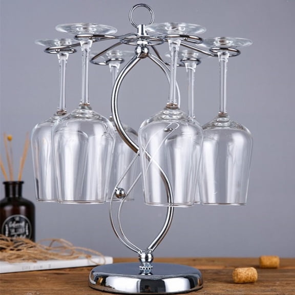 Countertop Wine Glass Holder Wine Glass Holder With 6 Hooks Countertop Freestanding Stemware Drying Rack Tabletop Glasses Display Stand For Home And Bar Storage,Wine & Glass Racks