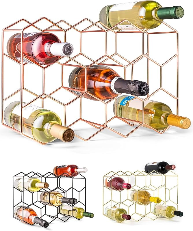 Countertop Wine Rack - 14 Bottle Freestanding Modern Black Metal Small ...