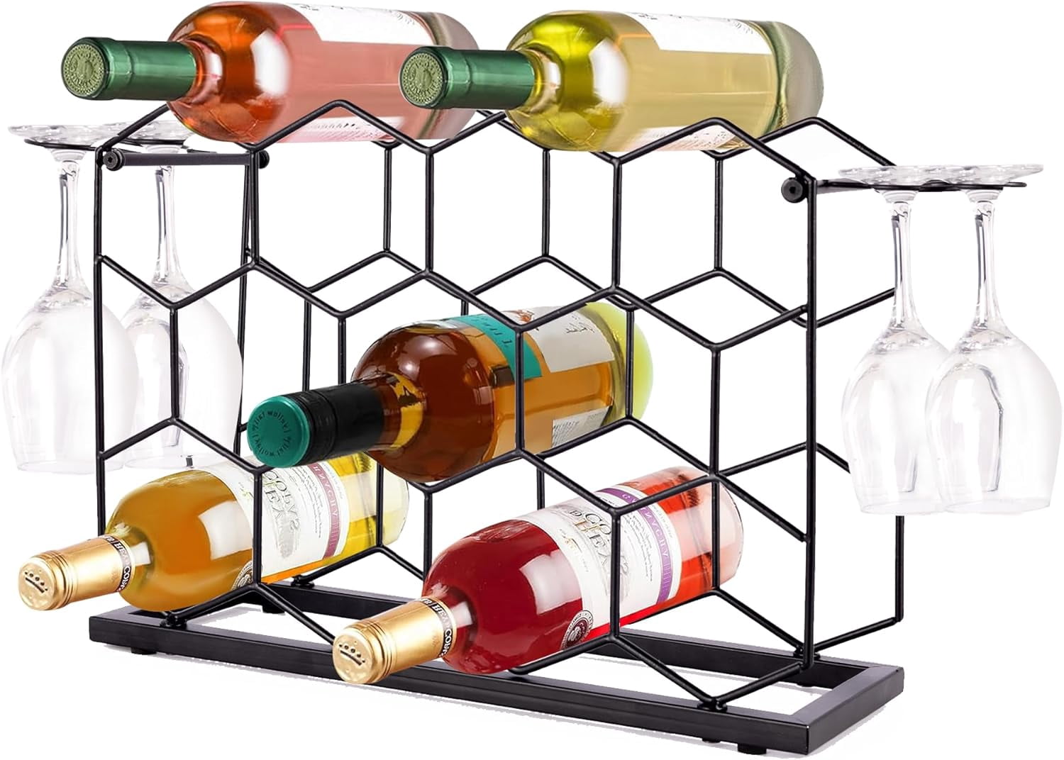 Modern Counter Wine Rack Countertop Wine Rack - 14 Bottle Freestanding Modern Black Metal Small ...