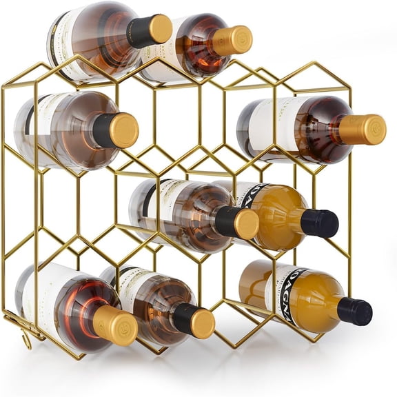 Countertop Wine Rack for 14 Bottles - No Assembly Required Modern Wine Bottle Holder Stand for Cabinet, Kitchen, Bar, Pantry