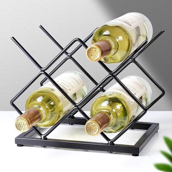 Countertop Wine Rack - 5 Bottle Freestanding Modern Gold Metal Small ...