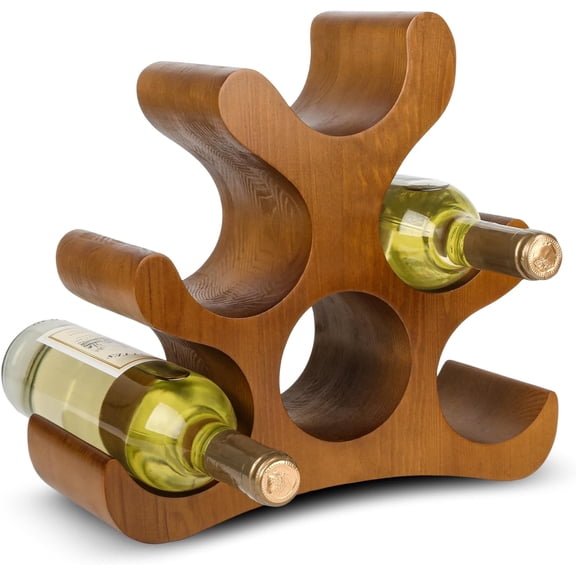 Countertop Wine Rack - 6 Bottle Wooden Wine Rack - Freestanding Wine Bottle Holder Stand - Wine Storage Rack for Cabinet Pantry Bar Kitchen(1PC)