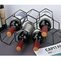 Countertop Wine Rack Freestanding, Small Metal Honeycomb Wine Holder Stand, Black 9 Bottle Organizer for Water Bottles, Tabletop Storage Rack for Home Kitchen Bar