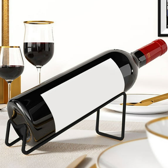 Countertop Wine Rack,Wine Bottle Holder, Metal Small Wine Rack, Tabletop Wine Storage Stand for Cabinet, Pantry, Bar (Black)