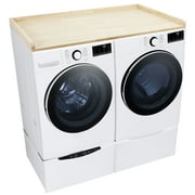 Countertop for Washer Dryer - Lacquered Butcher Block with Edge Rails - 30 Depth x 54 Width