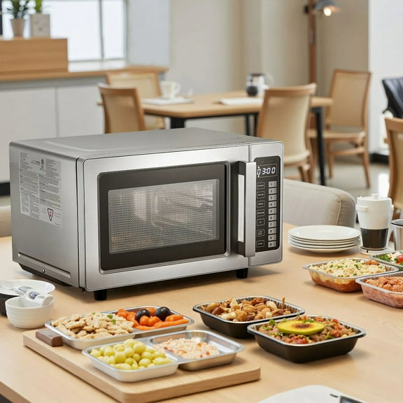 Countertop microwave oven, touchscreen microwave oven, with touch screen, 10 cooking presets, 5 power levels, multiple locking doors and easy-to-clean interior