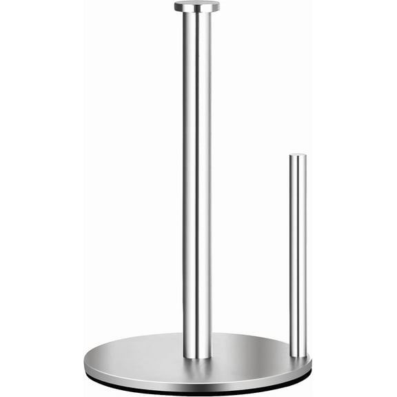 Countertop paper towel holder, kitchen paper towel holder for kitchen and bathroom organization, stainless steel paper towel holder for standard and large rolls