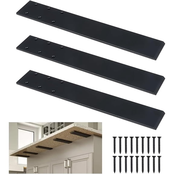 Countertop support bracket, 3-piece set of 15-inch long solid heavy-duty steel hidden kitchen island brackets, suitable for granite, marble, artificial stone, concrete, and laminate countertops