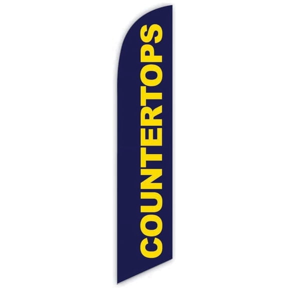 Countertops Blue Advertising Feather Flag 12ft - Replacement Flag Only Without Poleset