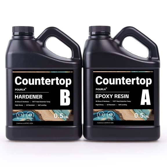 Clear Countertop Epoxy Resin 1 Gallon Kit, 1:1 Mix Heat Tolerance Epoxy for Tabletop, Bar Top, Surface Coating, Wood Slabs, and DIY Art Craft Projects