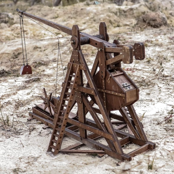 The Counterweight Trebuchet Europe Medieval Siege Equipment Chariot Catapult Weapons 3D Wooden Puzzles Model Kits for Adults STEM Projects Tabletop Toy