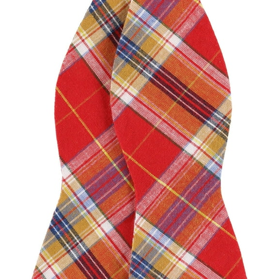 Countess Mara Mens Classic Plaid Self-tied Bow Tie, Red, Short (under 57 in.)