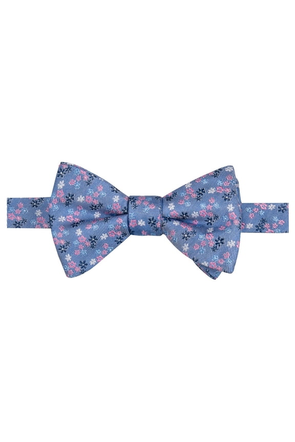 Mens Floral Self-tied Bow Tie, Blue, One Size