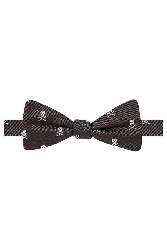 Mens Skull Pre-tied Bow Tie, Black, One Size