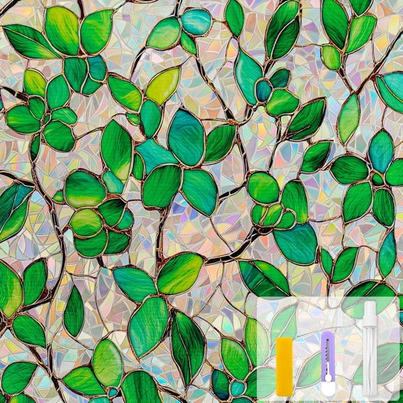 Countewol Window Privacy Film with Installation Tools Home Decorative Colored Glass Window Stickers Reusable electrostatic Rainbow Stickers