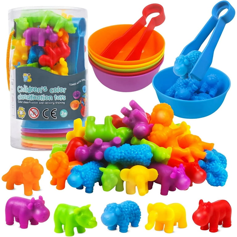 Counting Animals Matching Games Color Sorting Stacking Toys with Bowls Preschool Learning Activities Educational
