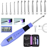 Crochet Hook Set Digital with 12 Different Size Interchangeable Crochet Needle, Ergonomic Crochet Hooks with LED Light and Digital Stitch Counter for Beginners & Experts