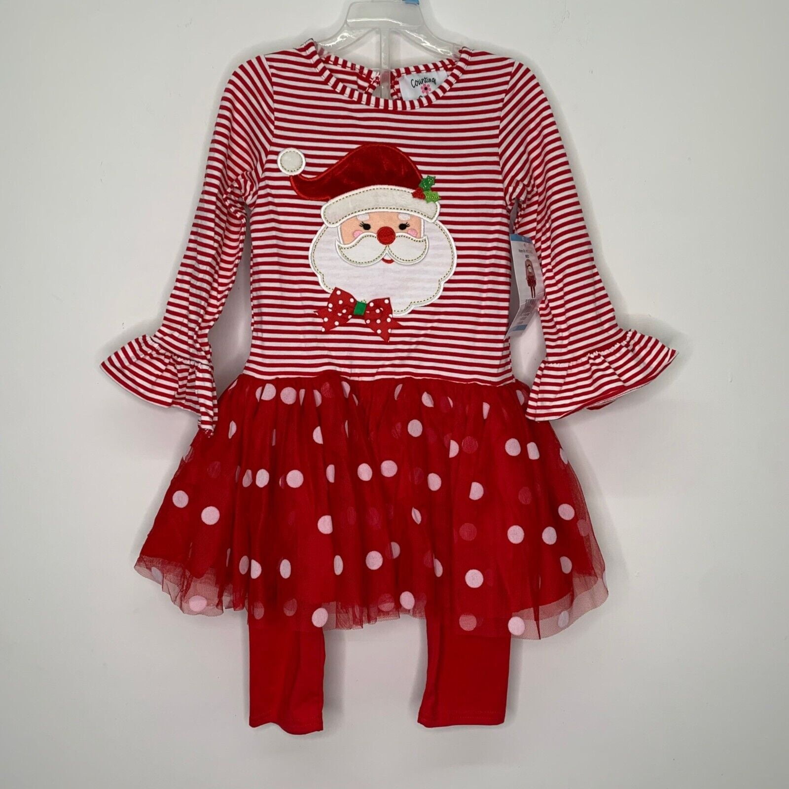 Counting Daisies Girls Christmas Dress and Leggings Set, Santa Red, 18M -  Walmart.com