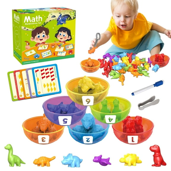 Counting Dinosaurs Toys, Learning Toys for 3 4 5 6 Years Old Boys Girls, Toddler Preschool Sensory Early Educational Toys Ages 2-4, 5-7