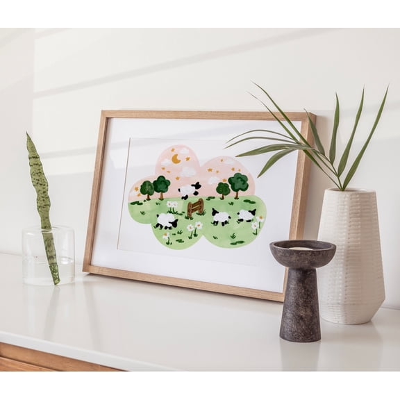 Counting Sheep Nursery Art Print, Pastel Colors Poster, Unframed Poster Size 16x24 F03.1.21l399