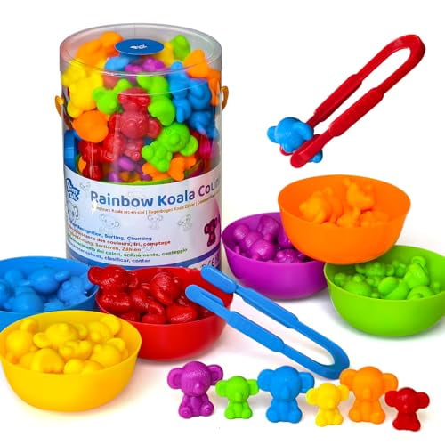 Counting Toys for Toddlers,60 Rainbow Koala Counters w/Sorting Bowls,Color Sorting,Counting & Math Manipulatives,Preschool Homeschool & Classroom Early Learning Supplies
