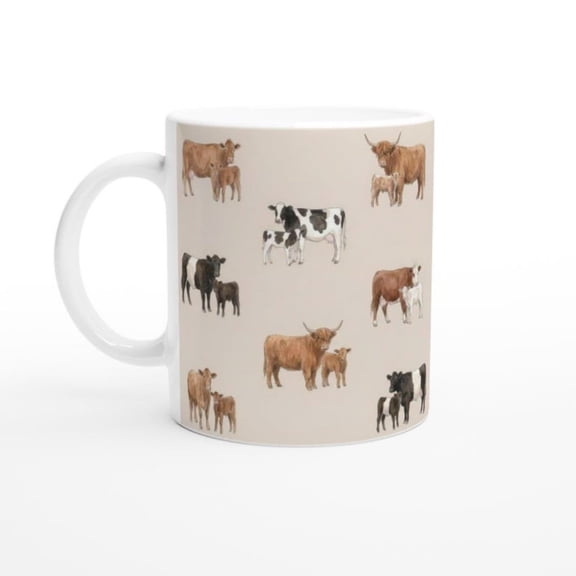 Countride Cows & es Ceramic Mug - Rustic Farmhouse Coffee Cup.