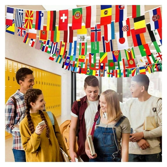 Countries String Flag International Bunting Banner - World Flags Decoration for Festivals, Sports, Bars, Parties, Mother's Day, Graduation - 5.5x8.3 inch