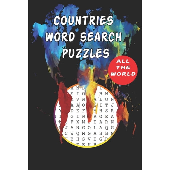 Countries Word Search Puzzles All the World: 6x9' 100 pages Word Search Book Puzzle for Kids Age 8 up and Adults, Educational Notebook in Matt Cover (Paperback)(Large Print)