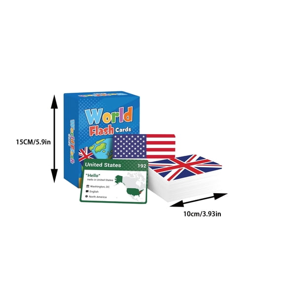 Countries of The World Flashcards Country Flag Continent Capital Language Learning Flash Cards Laminated Geography Culture Educational Cards Game Gift for Adults Family Classroom Teachers Students