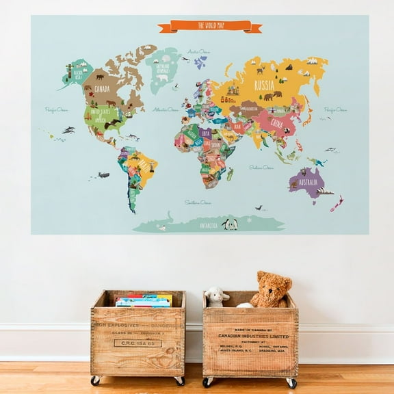 Countries of the World Map Poster Wall Sticker