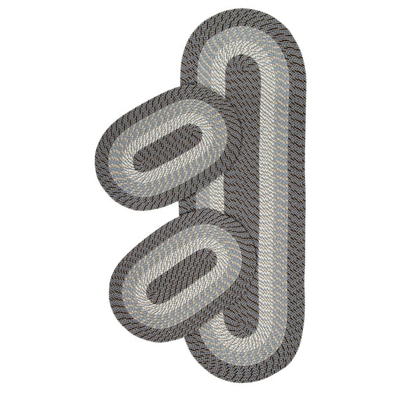 Better Trends 3 Piece Braided Rug Set, 100% Polypropylene Indoor Area Rugs Durable & Reversible, Country Collection - Natural Blue Stripe