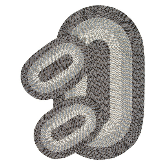 Better Trends 3 Piece Braided Rug Set, 100% Polypropylene Indoor Area Rugs Durable & Reversible, Country Collection - Hunter Stripe