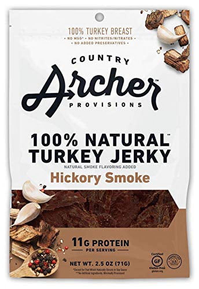 Country Archer 100% Natural Turkey Jerky, Gluten Free, Hickory Smoke, 2.5 oz (Pack of 4)