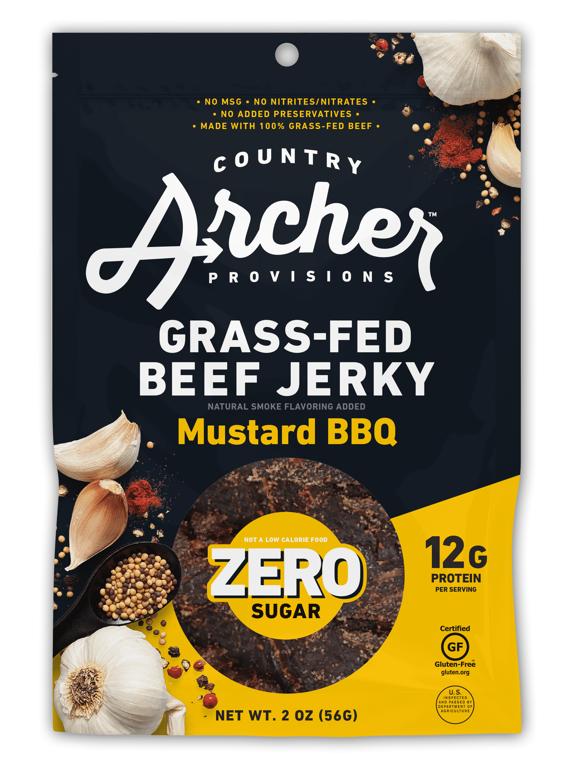 Country Archer 2oz Zero Sugar Mustard BBQ Beef Jerky