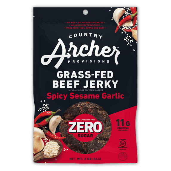 Country Archer 2oz Zero Sugar Spicy Sesame Garlic Beef Jerky